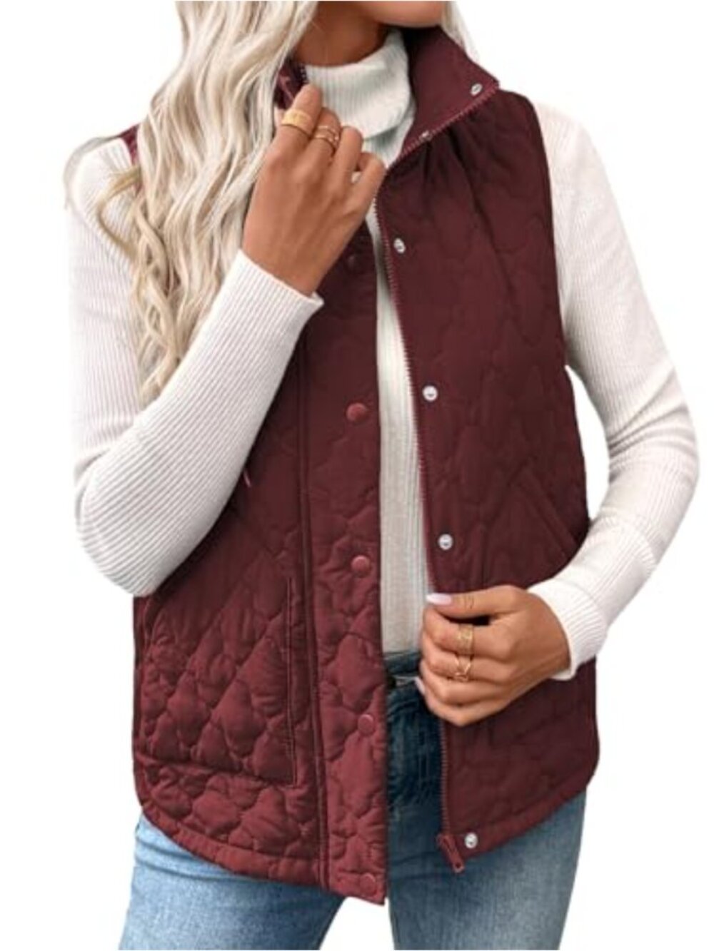 EVALESS Womens Puffer Vest Lightweight Stand Collar Sleeveless Quilted Zip Up